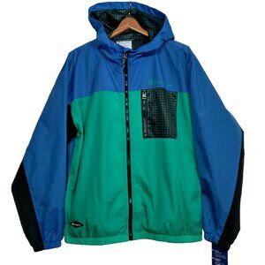 Champion WIndbreaker Jacket Men Medium Blue Black Colorblock Retro Full Zip New